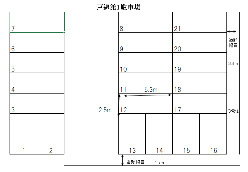 戸邉駐車場(第1)の駐車配置図