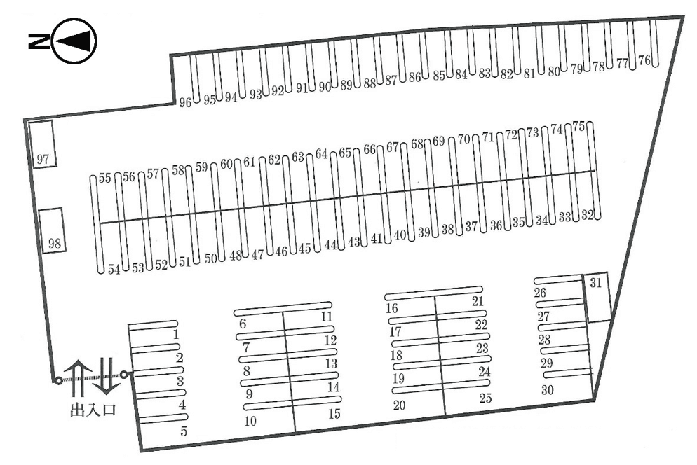 榴岡天満宮第二駐車場の駐車配置図