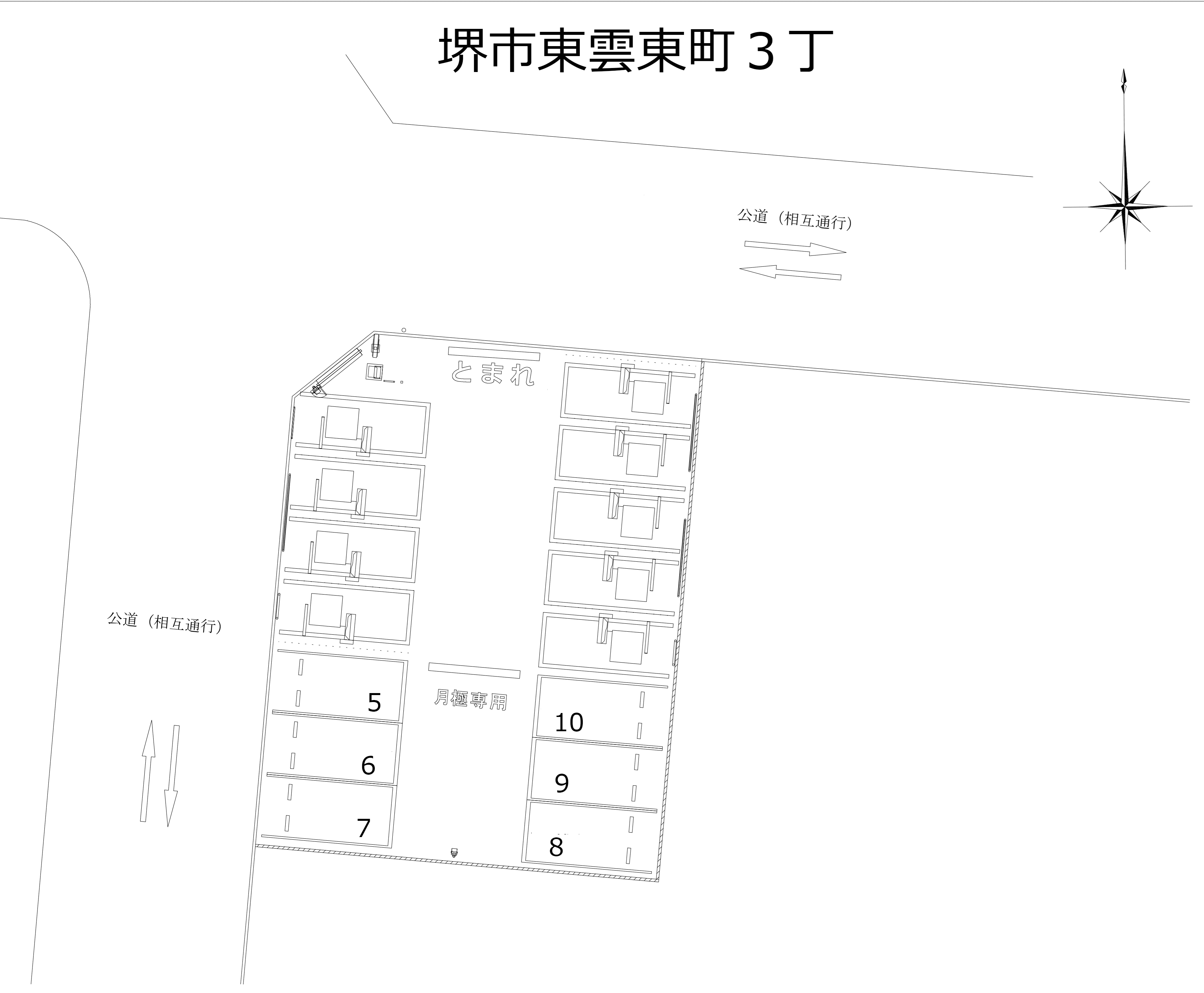 堺市東雲東町3丁の駐車配置図