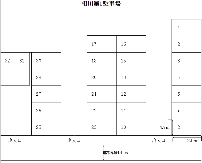 相川第1駐車場の駐車配置図
