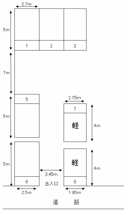 第5宮崎パーキングの駐車配置図