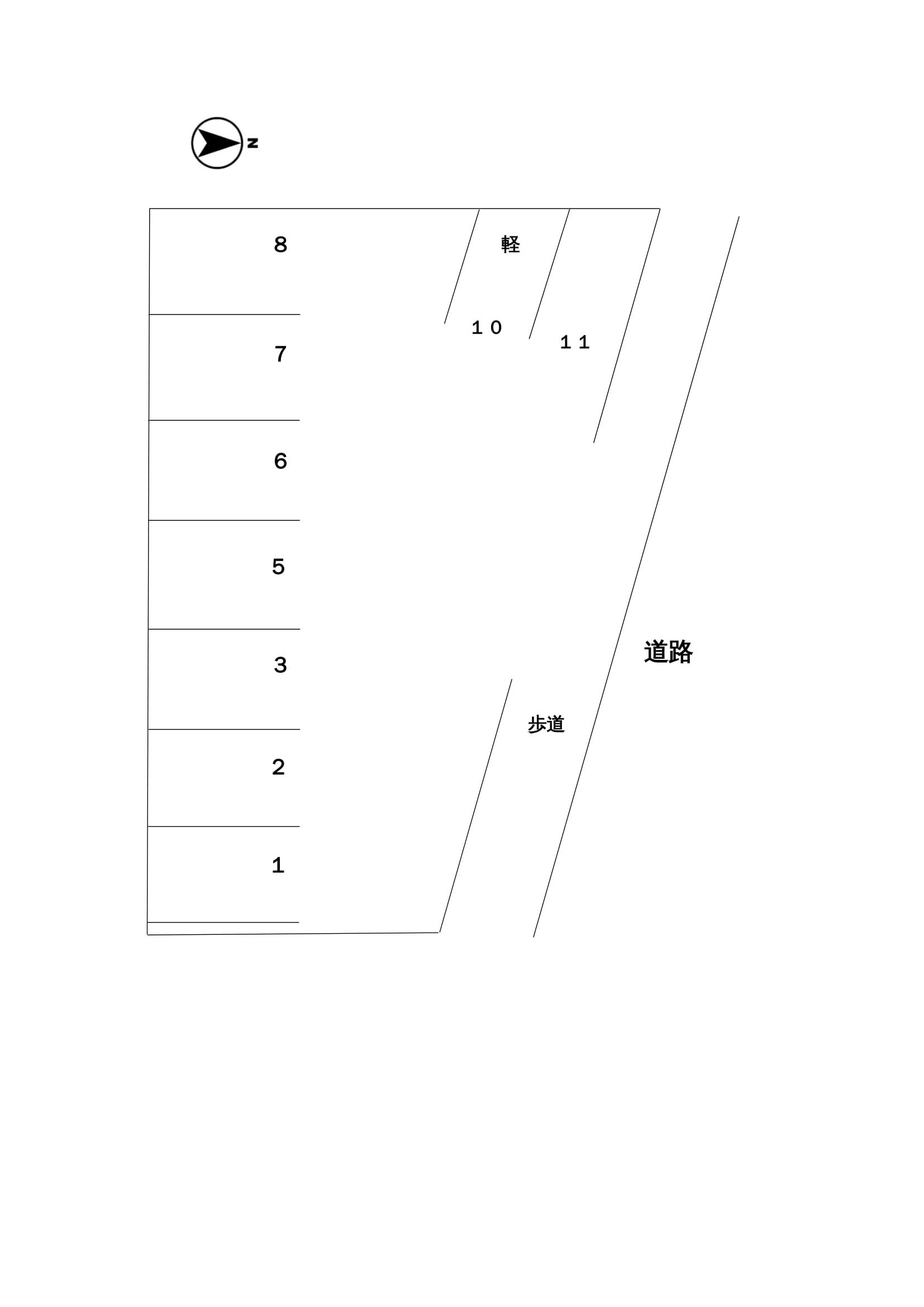 朝倉本町1丁目Oパーキングの駐車配置図