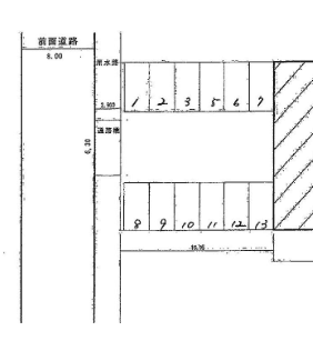 桒野ガレージの駐車配置図