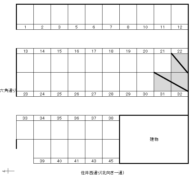 洛西ガレージの駐車配置図