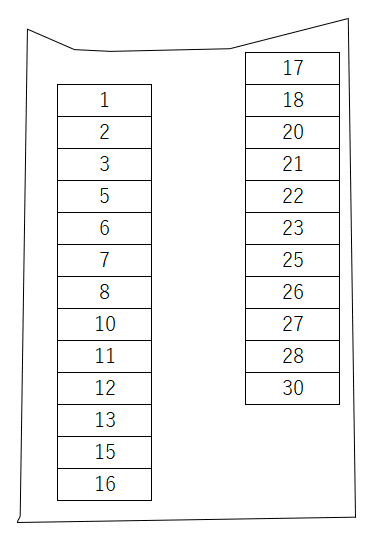Solail Flora千里丘駐車場の駐車配置図