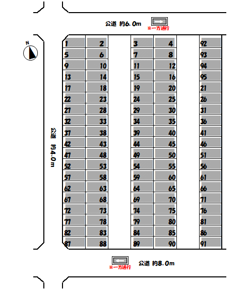 ワイズ・貴船 第3駐車場の駐車配置図