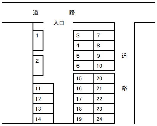 牡丹山神社前駐車場(高山駐車場)の駐車配置図