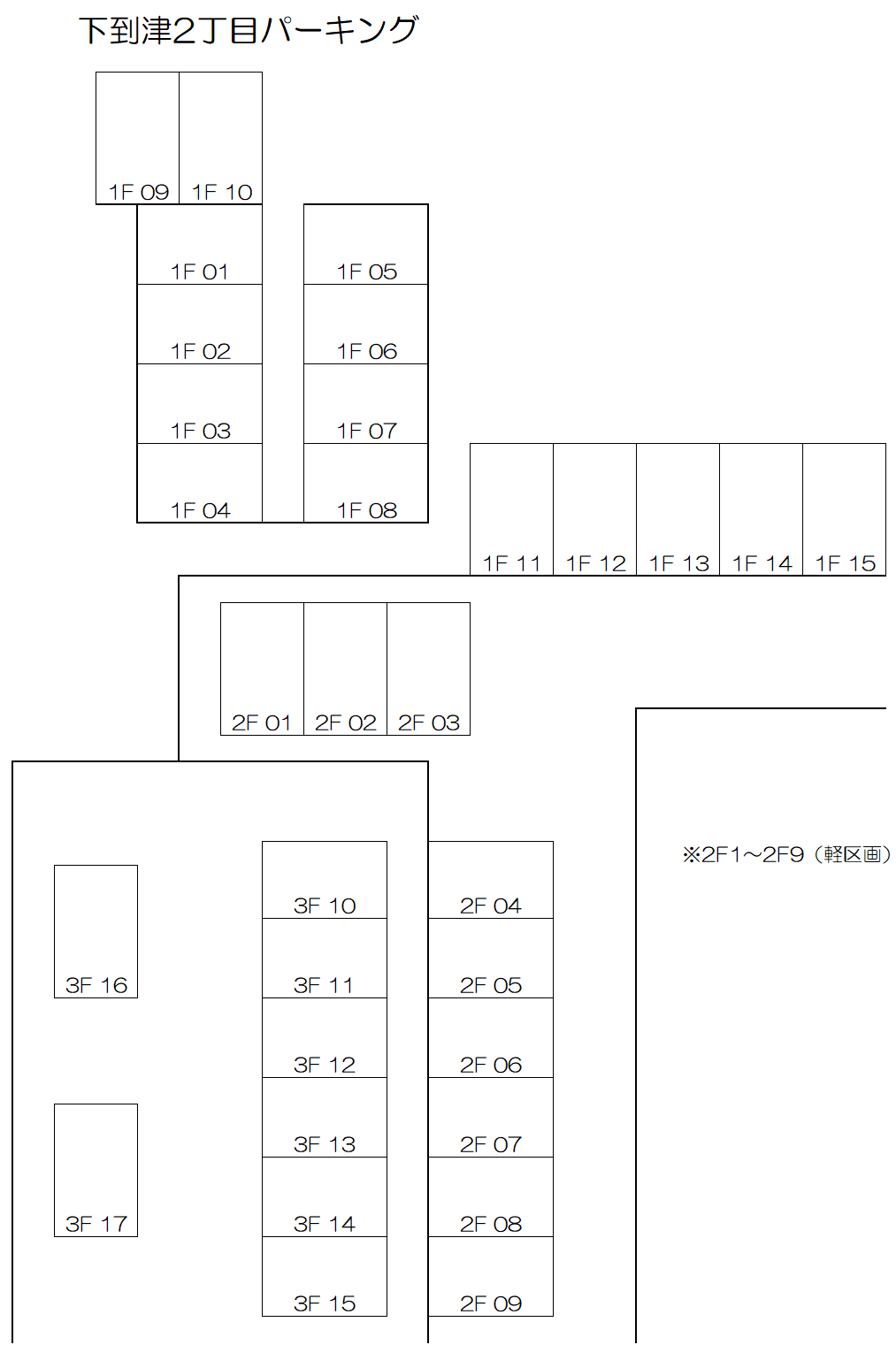 下到津2丁目パーキングの駐車配置図