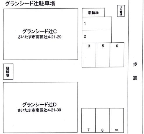 グランシード辻駐車場の駐車配置図