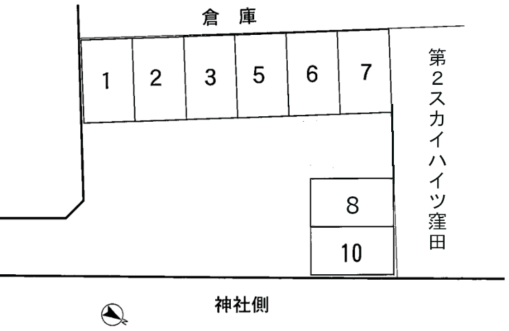 窪田金毘羅神社駐車場の駐車配置図