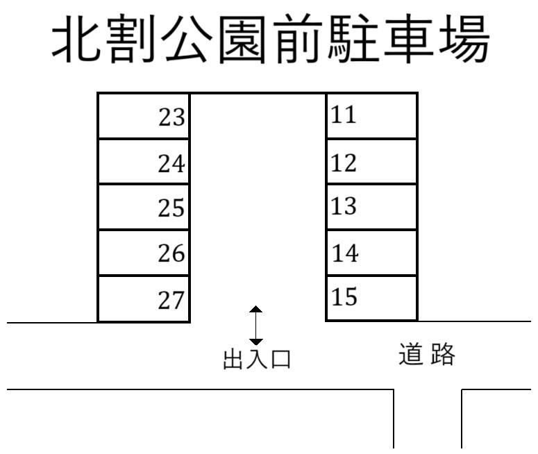 北割公園前駐車場の駐車配置図