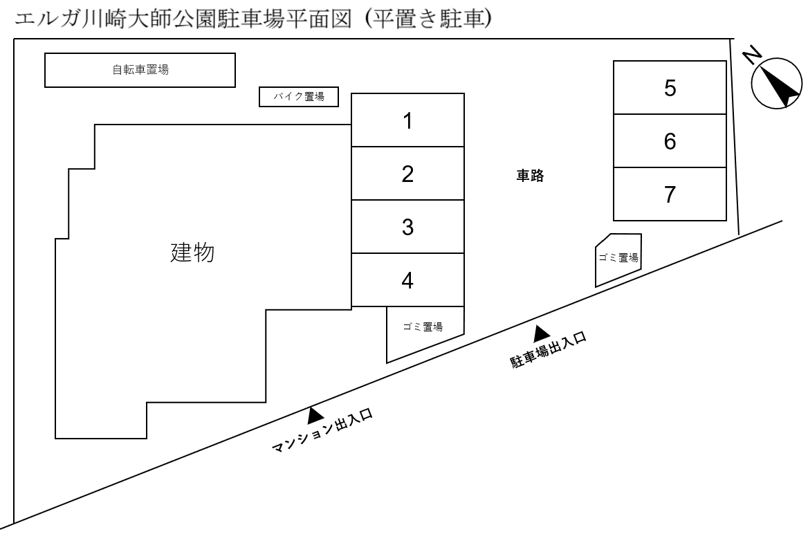 エルガ川崎大師公園の駐車配置図