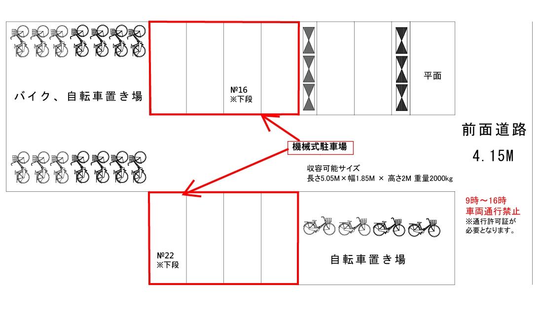 船堀6丁目駐車場の駐車配置図
