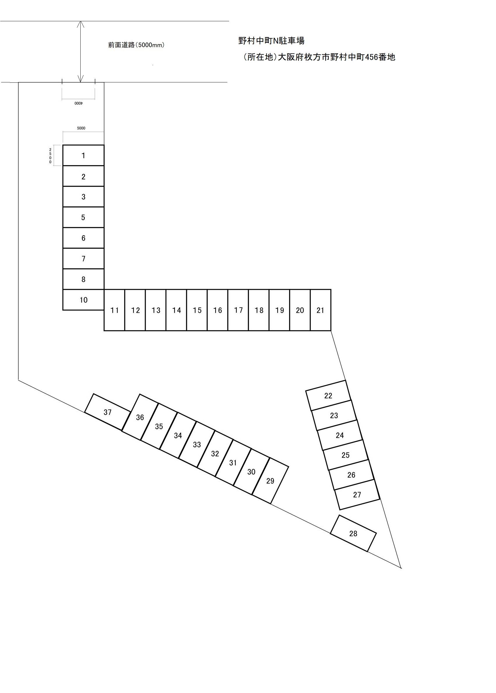 野村中町N駐車場の駐車配置図