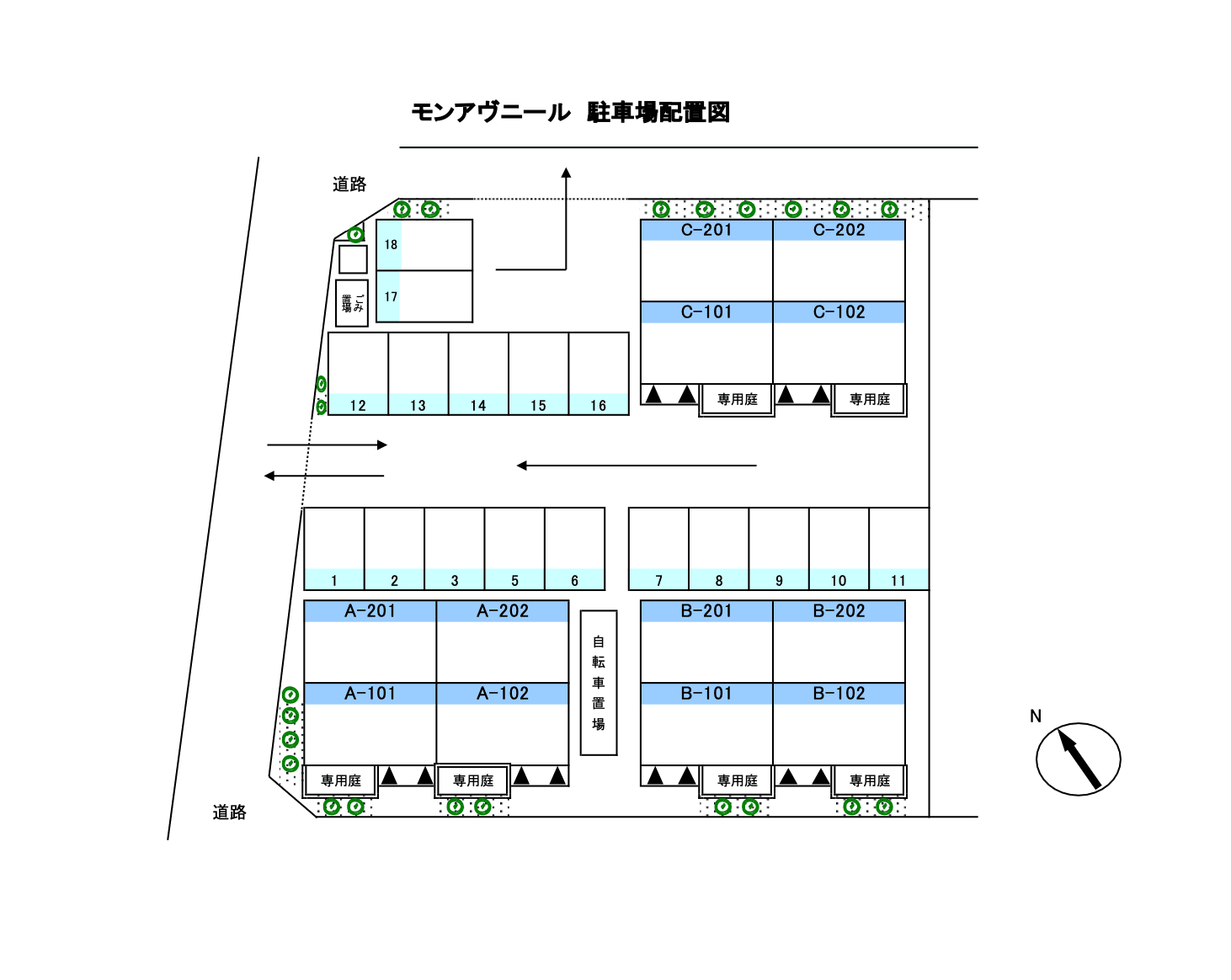 モンアヴニールの駐車配置図