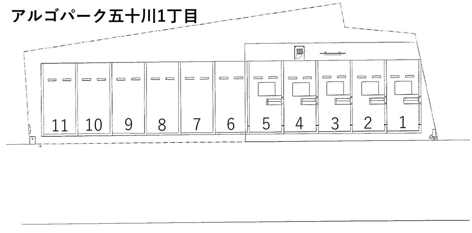 アルゴパーク五十川1丁目の駐車配置図
