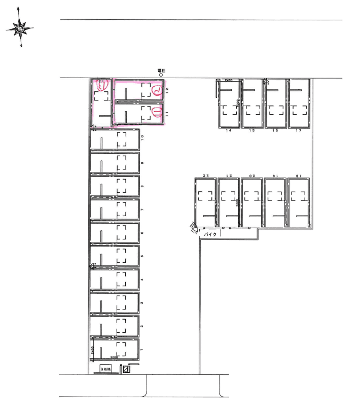 クレスト下新庄の駐車配置図
