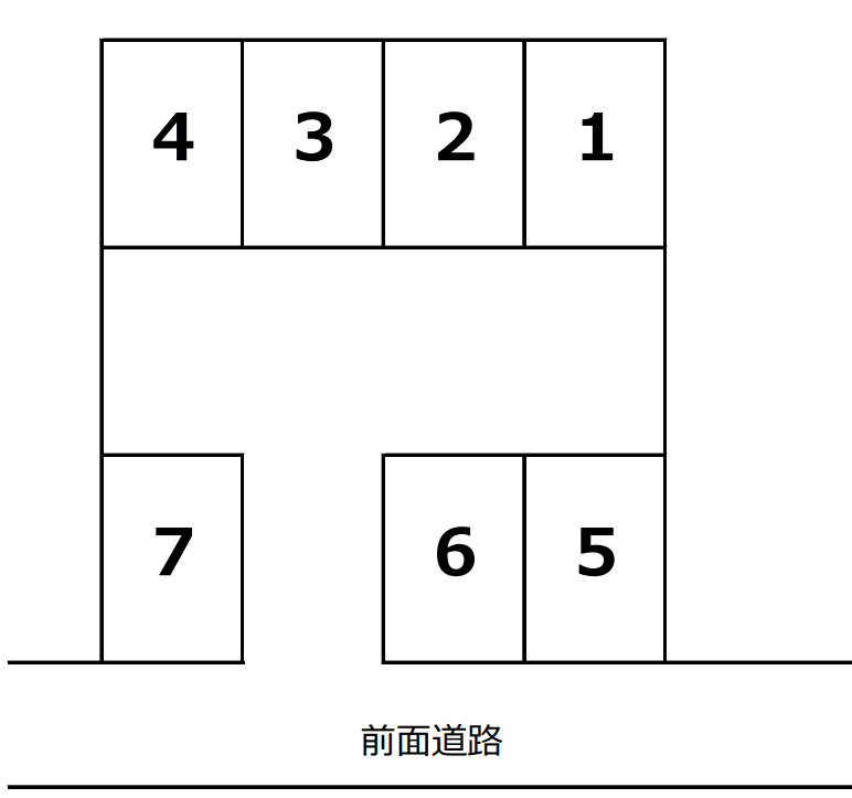足久保口組(江川)駐車場の駐車配置図