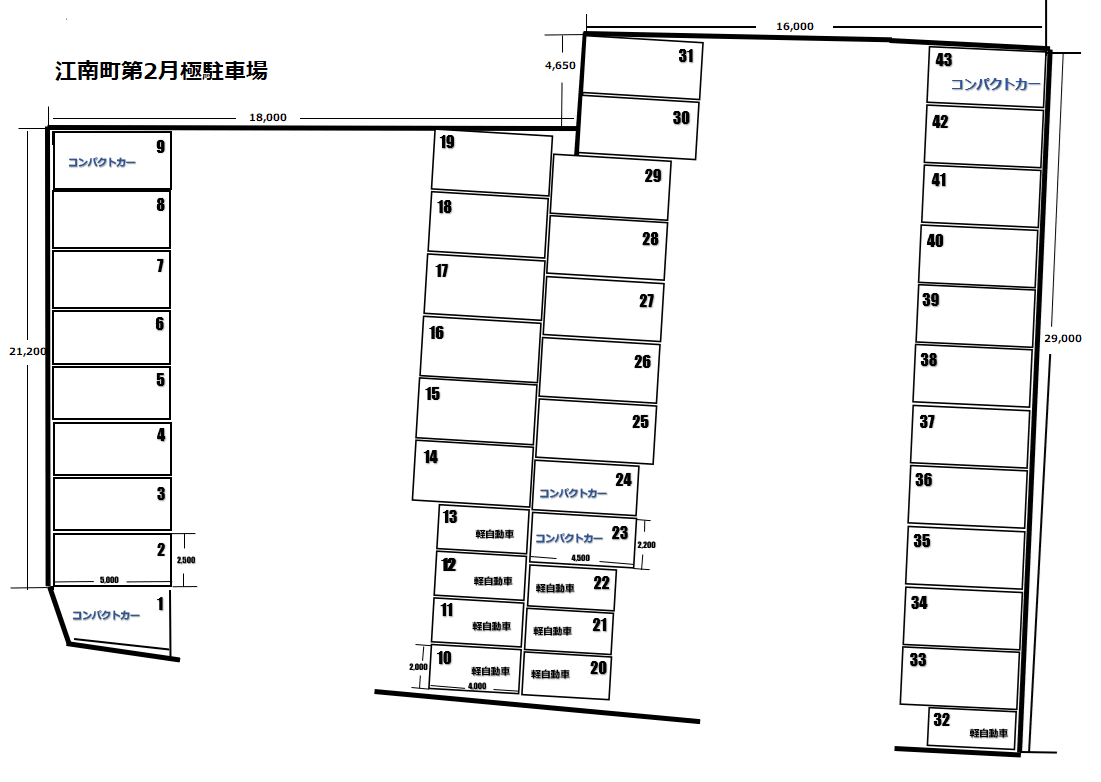 江南町第2月極駐車場の駐車配置図