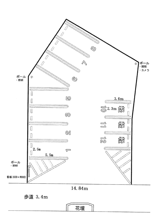 幕山公園通り中央駐車場の駐車配置図