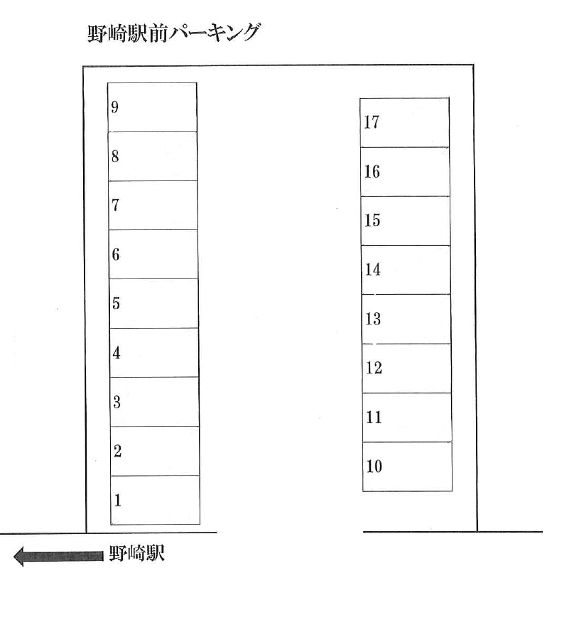 野崎駅前パーキングの駐車配置図