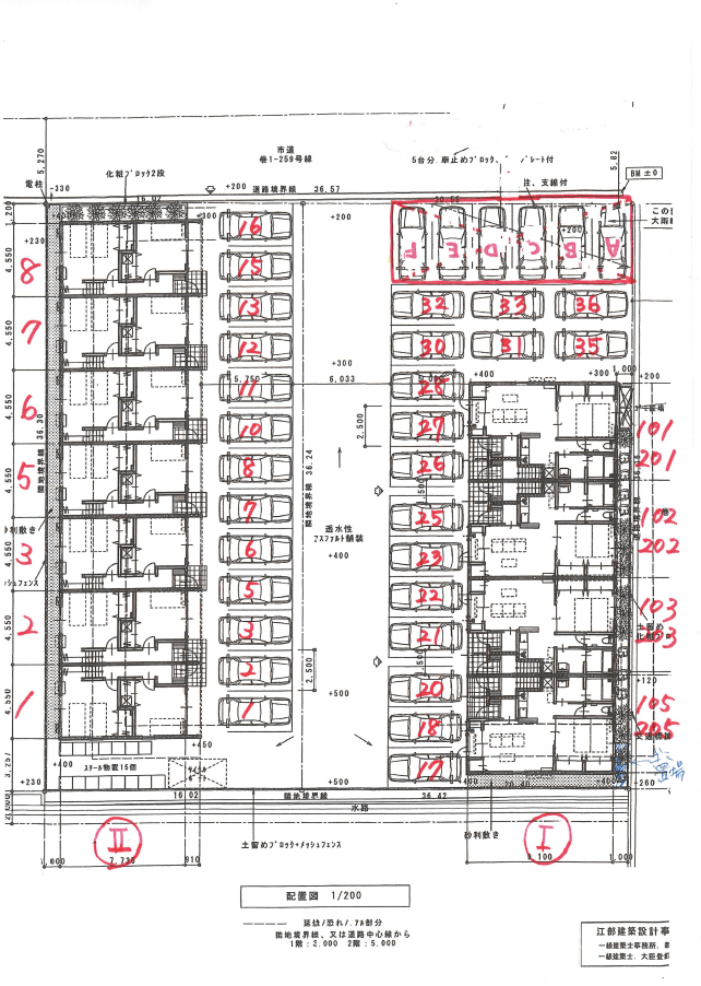 Serena駐車場の駐車配置図
