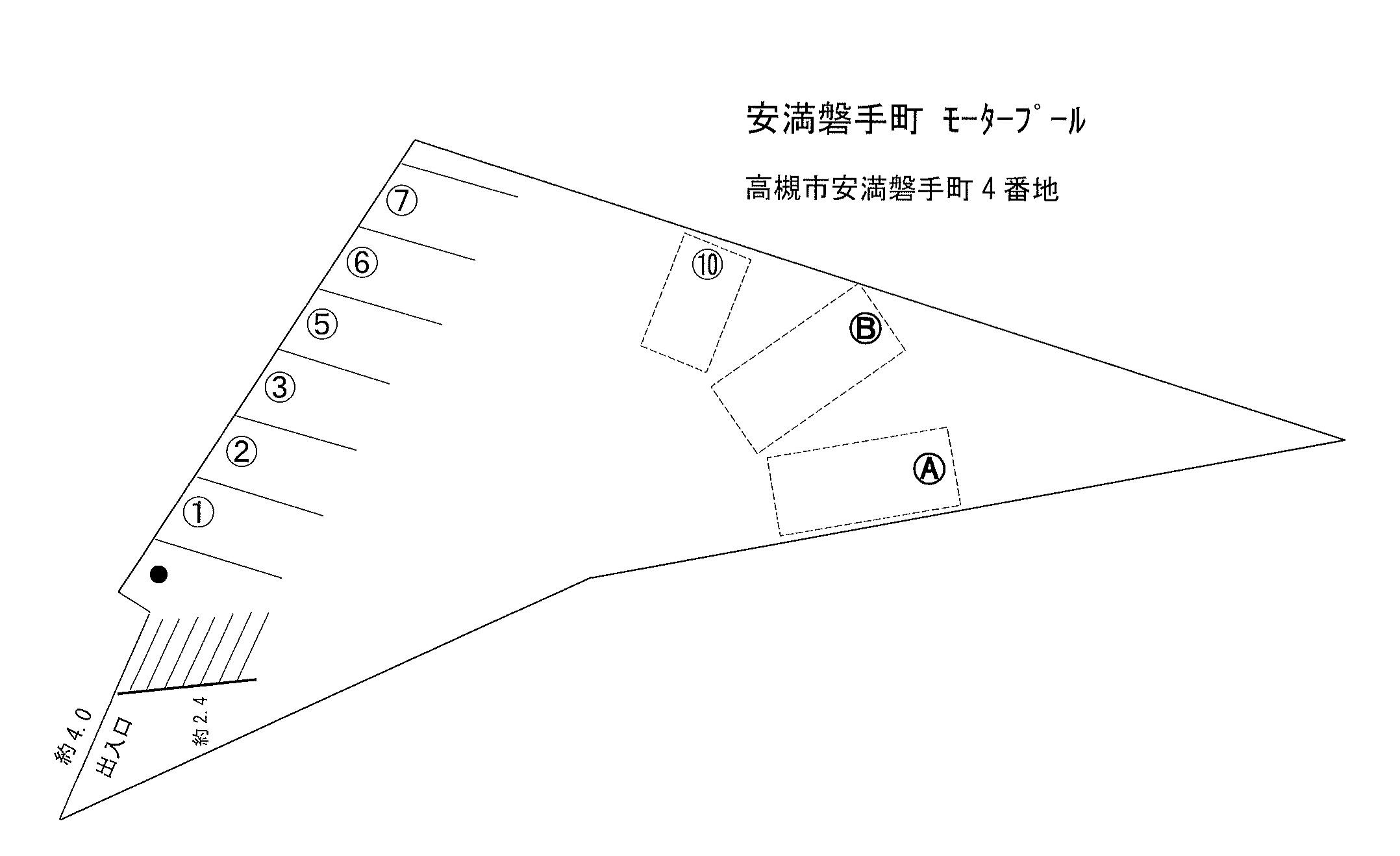 安満磐手町 モータープールの駐車配置図