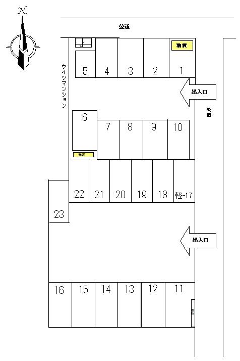 浅香谷在家3丁目第二駐車場の駐車配置図