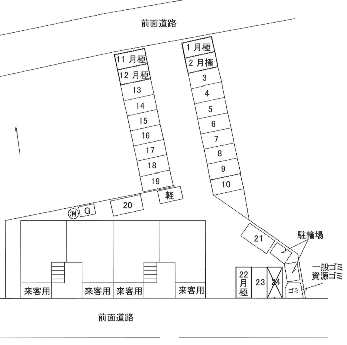 松長マンション 弐番館の駐車配置図