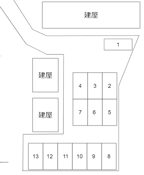 コウジィーコート駐車場の駐車配置図