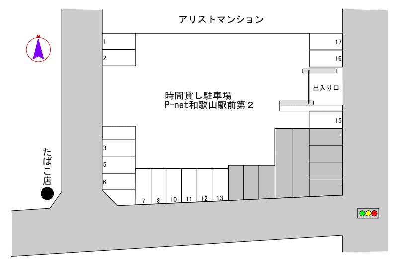 和歌山市黒田(P-net和歌山駅前第2・A)の駐車配置図