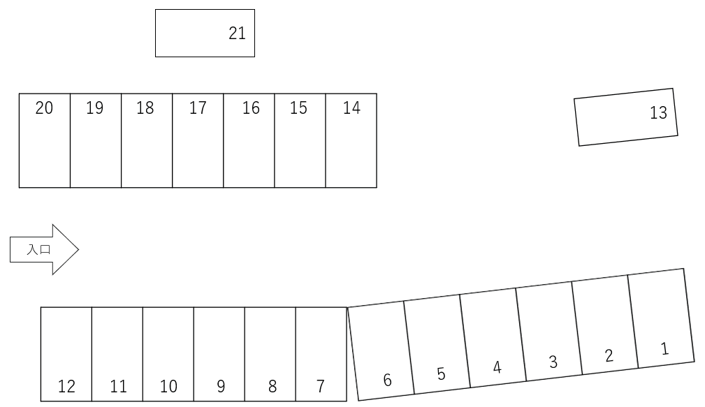 KAZUMIパーキングの駐車配置図