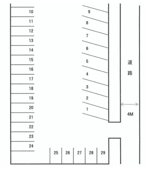 浴本駐車場の駐車配置図