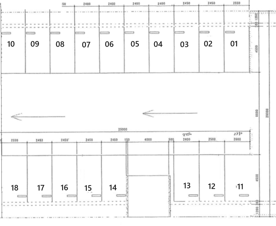 園原2丁目月極駐車場の駐車配置図