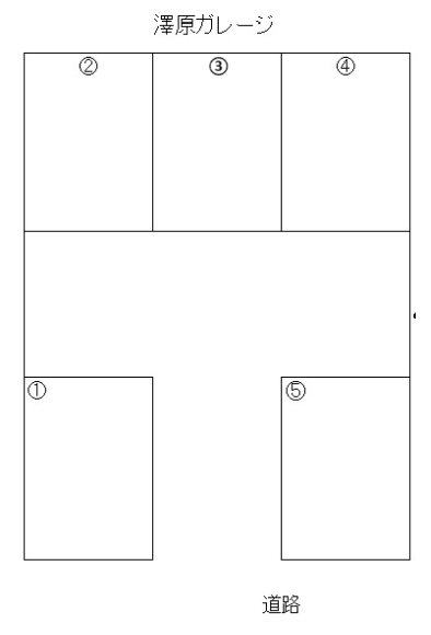 澤原ガレージの駐車配置図