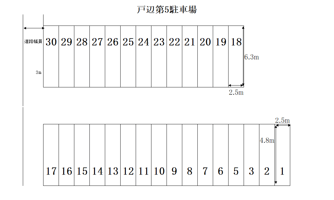 戸辺第五駐車場の駐車配置図