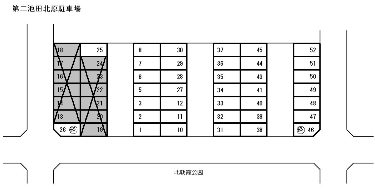 第二池田北原駐車場の駐車配置図