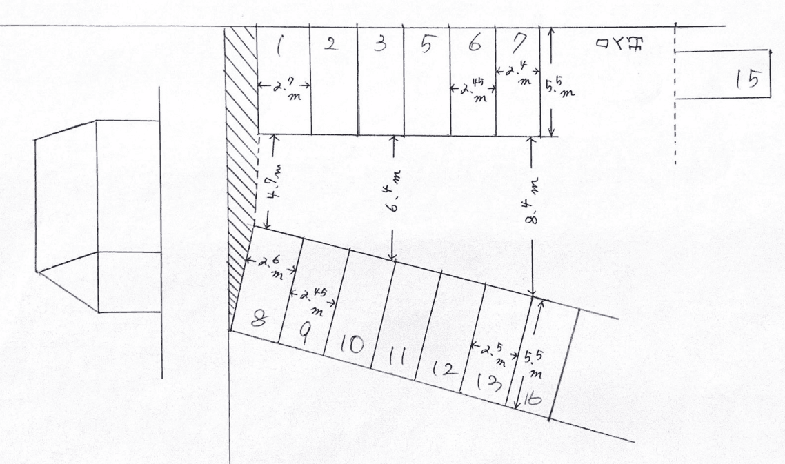 城山北駐車場の駐車配置図