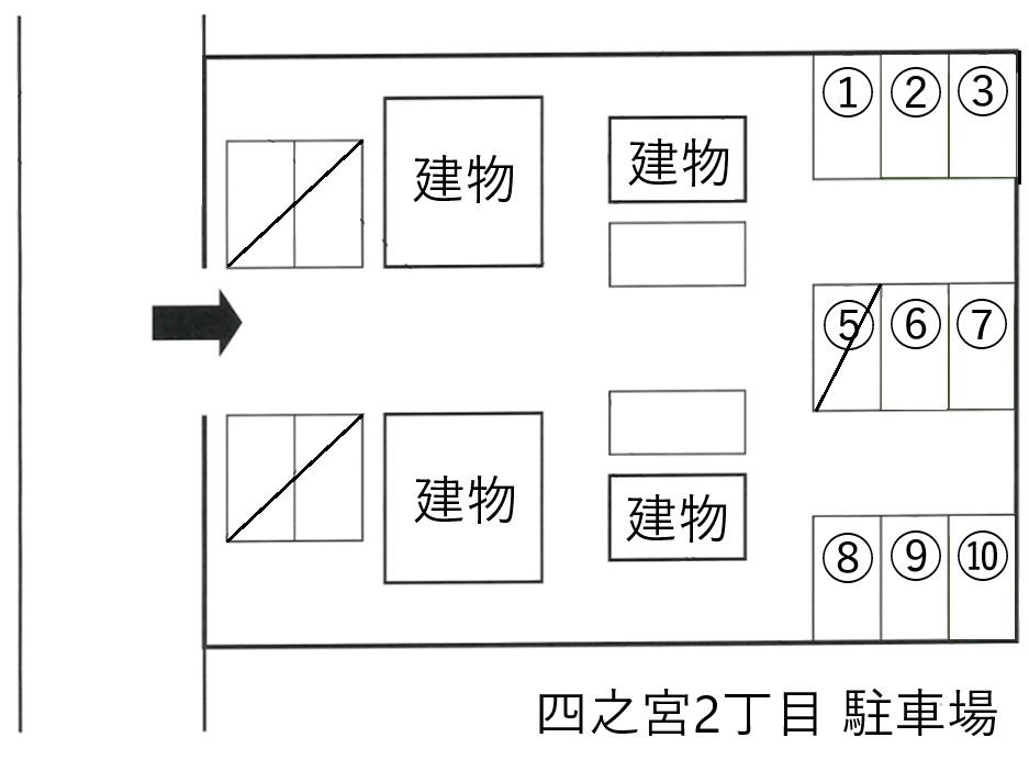 四之宮2丁目 駐車場の駐車配置図