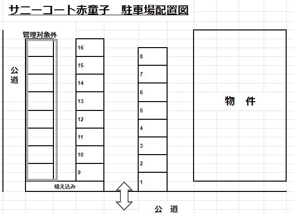 サニーコート赤童子の駐車配置図