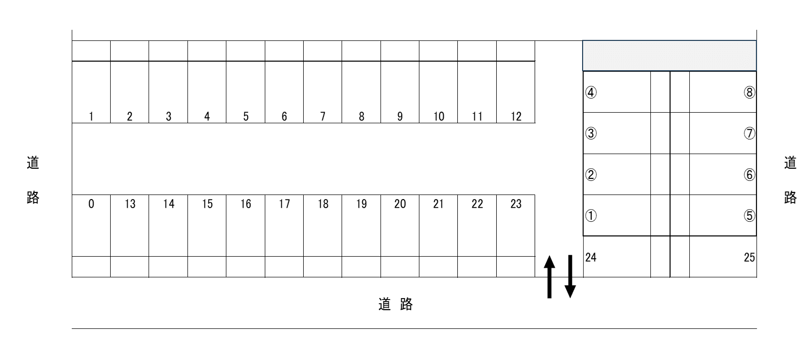 寺家(中野)駐車場の駐車配置図