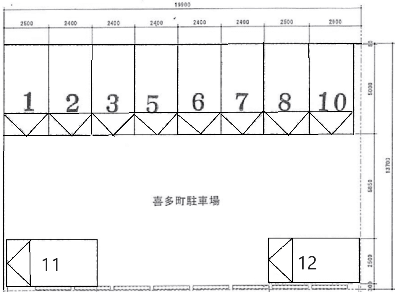 喜多町6丁目月極駐車場の駐車配置図