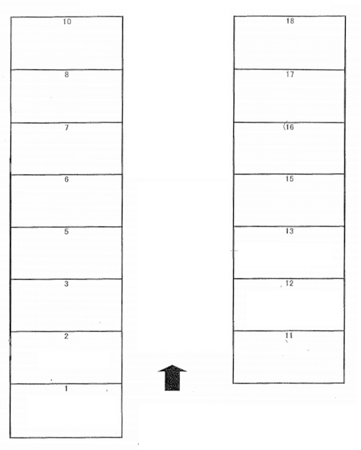 H(三島)駐車場の駐車配置図