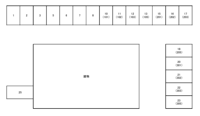 メゾングランディ駐車場の駐車配置図