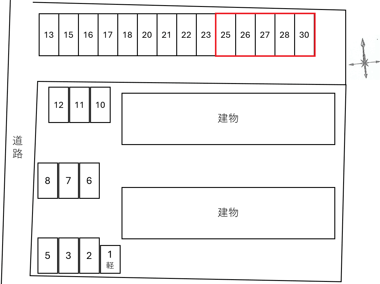 昭きんホームAB敷地外別駐車場の駐車配置図