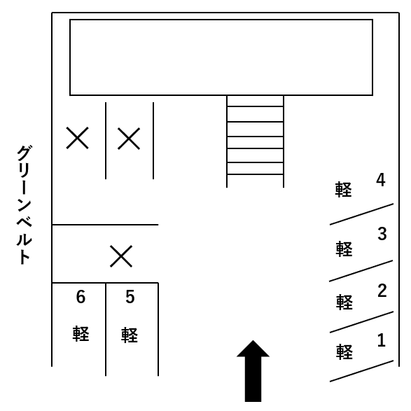 座安パーキングの駐車配置図