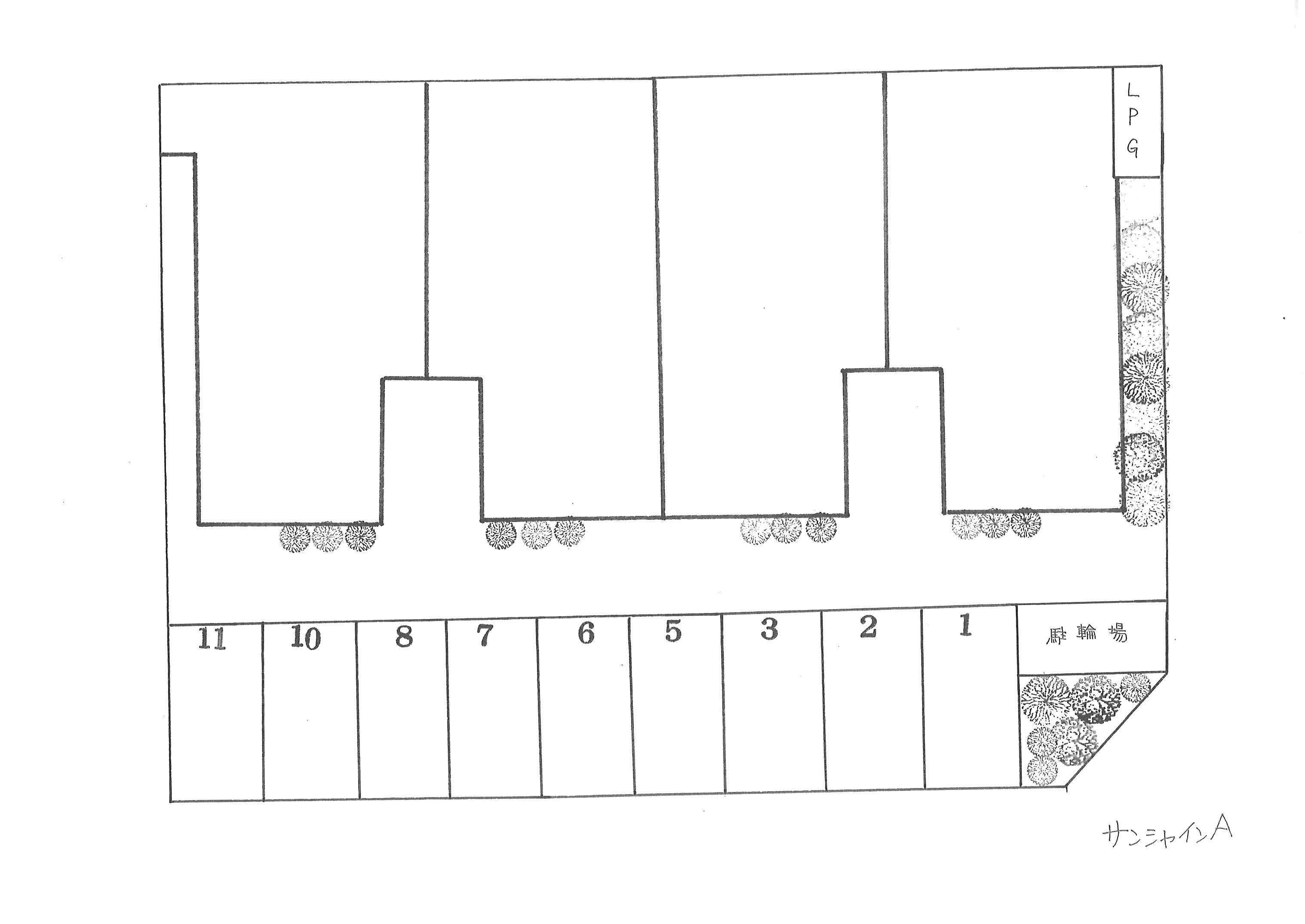 サンシャインAの駐車配置図