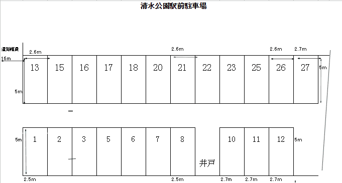 清水公園駅前駐車場の駐車配置図