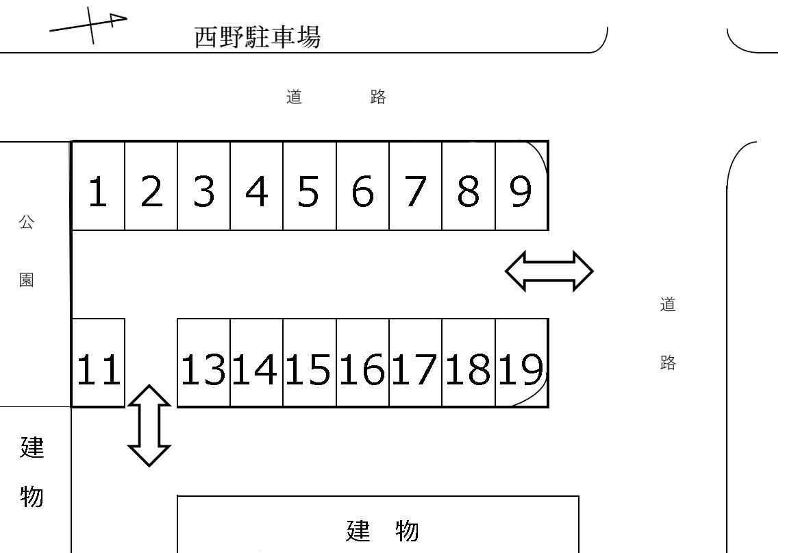 西野駐車場の駐車配置図