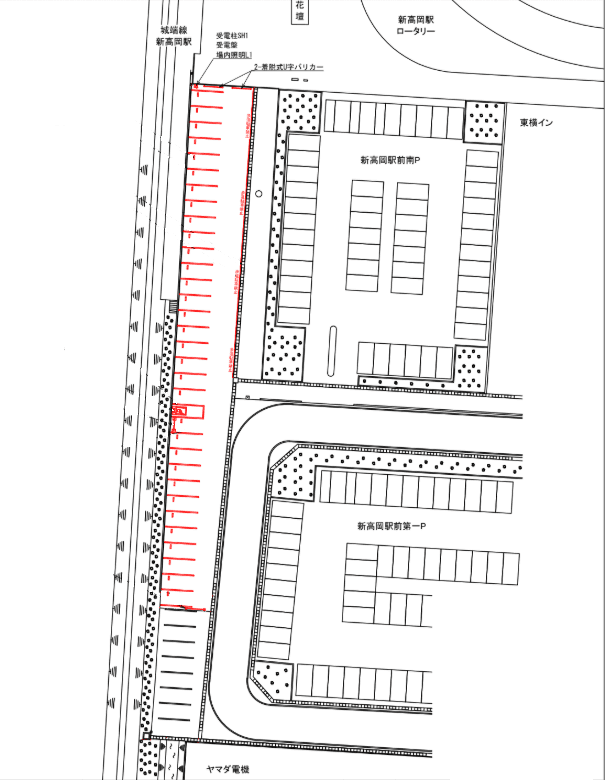 テクノパーク 24 新高岡駅前の駐車配置図